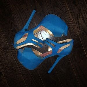 Blue platform sandals